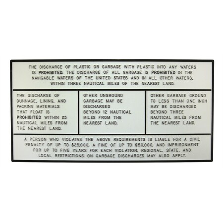 Bernard Engraving Co No Garbage Dischg Plaque P-227